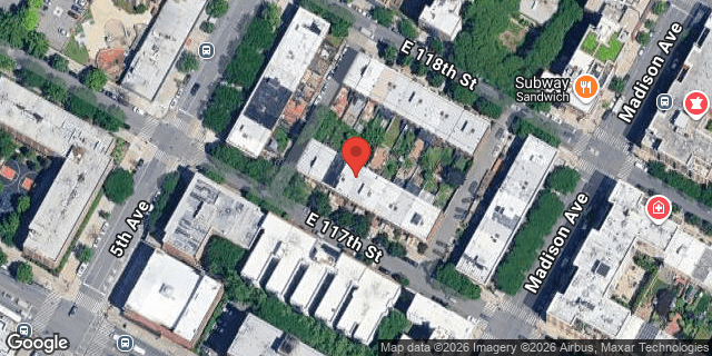 Aerial map of 7 EAST 117 STREET, Manhattan