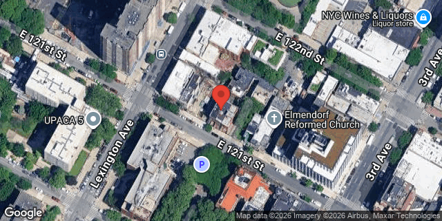 Aerial map of 157 EAST 121 STREET, Manhattan