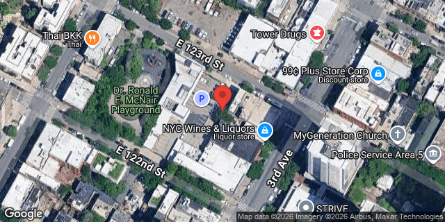 Aerial map of 182 EAST 123 STREET, Manhattan