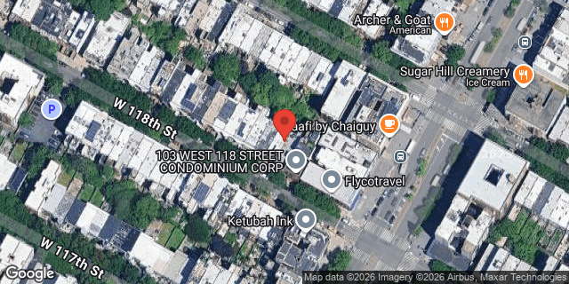 Aerial map of 107 WEST 118 STREET, Manhattan
