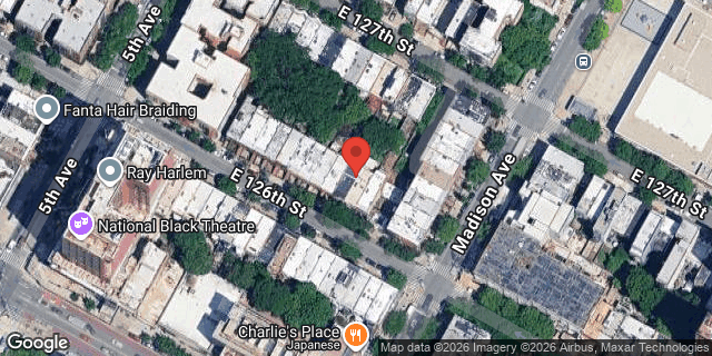Aerial map of 27 EAST 126 STREET, Manhattan