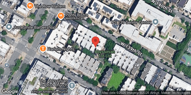 Aerial map of 134 WEST 139 STREET, Manhattan