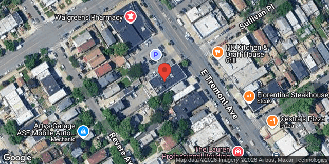 Aerial map of 3594 EAST TREMONT AVENUE, Bronx
