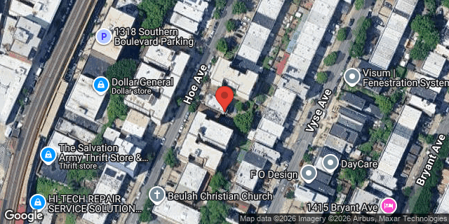 Aerial map of 1296 HOE AVENUE, Bronx