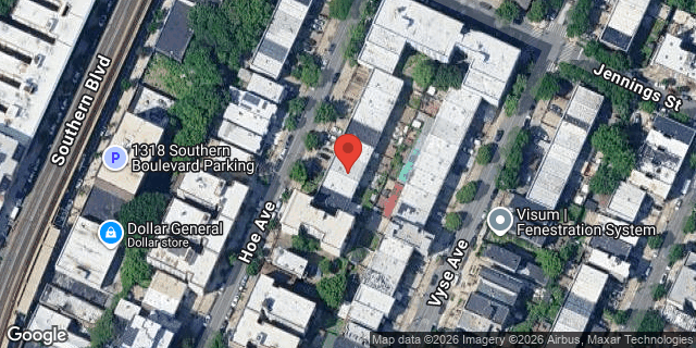 Aerial map of 1308 HOE AVENUE, Bronx