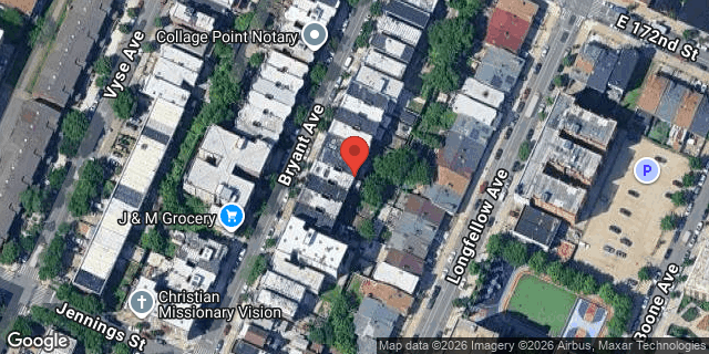 Aerial map of 1480 BRYANT AVENUE, Bronx