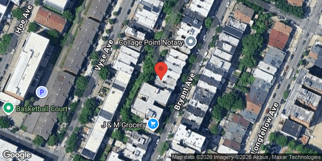 Aerial map of 1483 BRYANT AVENUE, Bronx