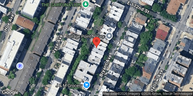 Aerial map of 1489 BRYANT AVENUE, Bronx