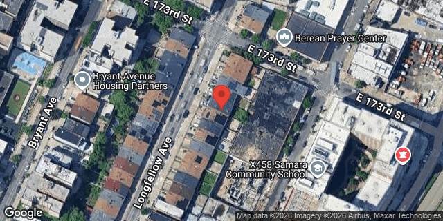 Aerial map of 1562 LONGFELLOW AVENUE, Bronx