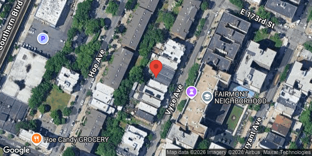 Aerial map of 1553 VYSE AVENUE, Bronx
