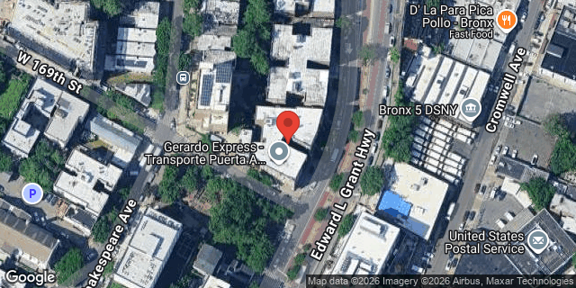 Aerial map of 1307 EDWARD L GRANT HWY, Bronx