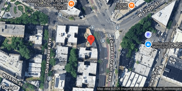 Aerial map of 1345 EDWARD L GRANT HWY, Bronx