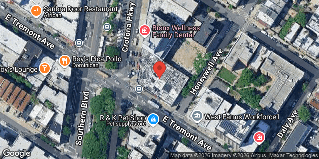 Aerial map of 881 EAST TREMONT AVENUE, Bronx