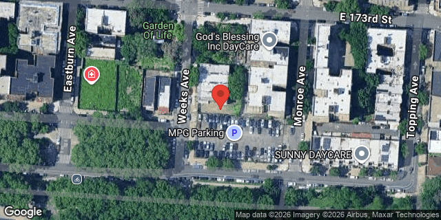 Aerial map of 1650 WEEKS AVENUE, Bronx