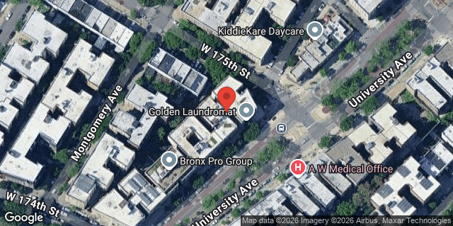 Aerial map of 1615 UNIVERSITY AVENUE, Bronx