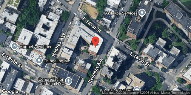 Aerial map of 2121 BELMONT AVENUE, Bronx