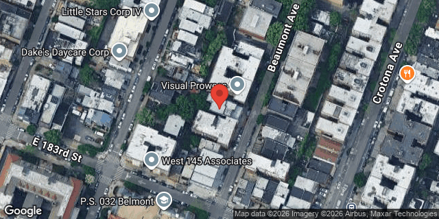 Aerial map of 2309 BEAUMONT AVENUE, Bronx