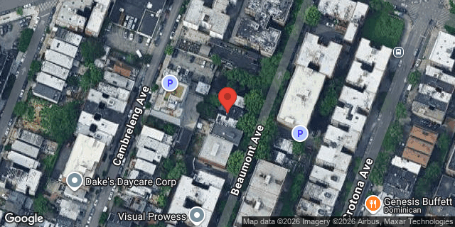 Aerial map of 2337 BEAUMONT AVENUE, Bronx