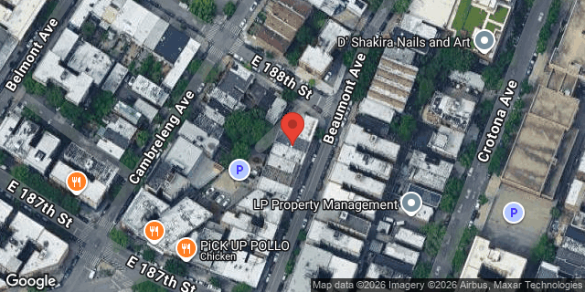 Aerial map of 2421 BEAUMONT AVENUE, Bronx