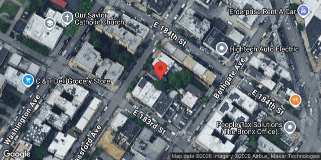 Aerial map of 2302 BASSFORD AVENUE, Bronx