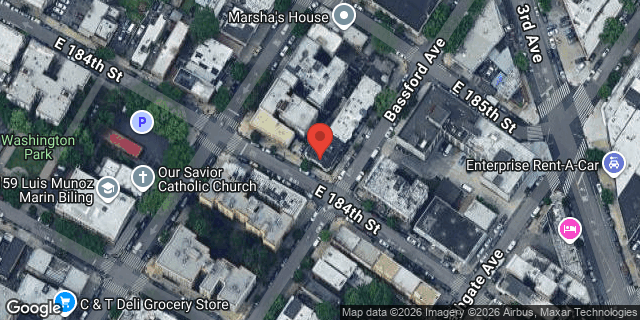 Aerial map of 2315 BASSFORD AVENUE, Bronx