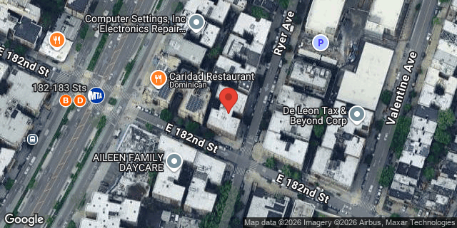 Aerial map of 217 EAST 182 STREET, Bronx
