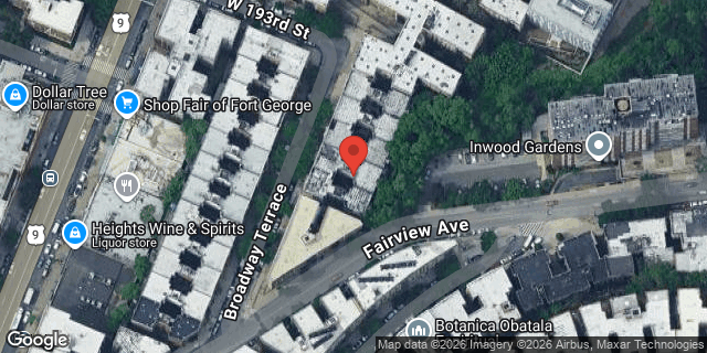 Aerial map of 16 BROADWAY TERRACE, Manhattan