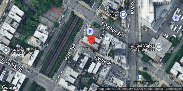 Aerial map of 443 CYRUS PLACE, Bronx
