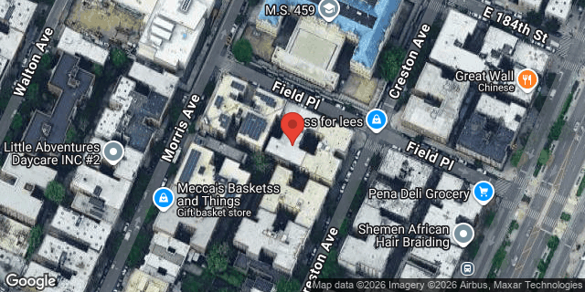 Aerial map of 114 FIELD PLACE, Bronx