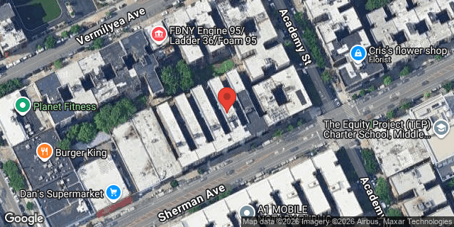 Aerial map of 124 SHERMAN AVENUE, Manhattan