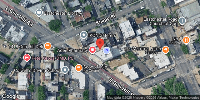 Aerial map of 1427 EAST GUN HILL ROAD, Bronx