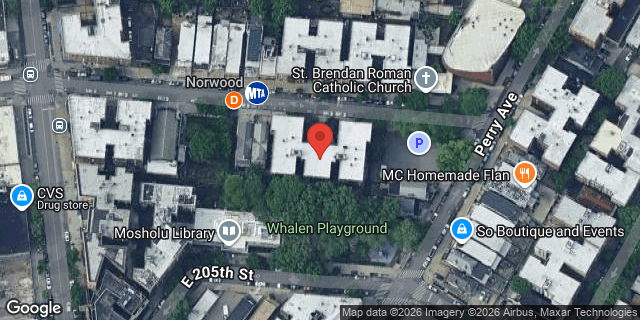 Aerial map of 312 EAST 206 STREET, Bronx