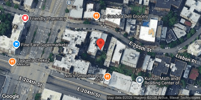 Aerial map of 170 EAST 205 STREET, Bronx