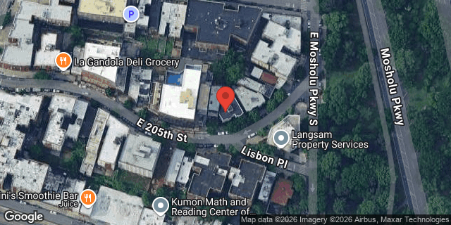 Aerial map of 203 EAST 205 STREET, Bronx