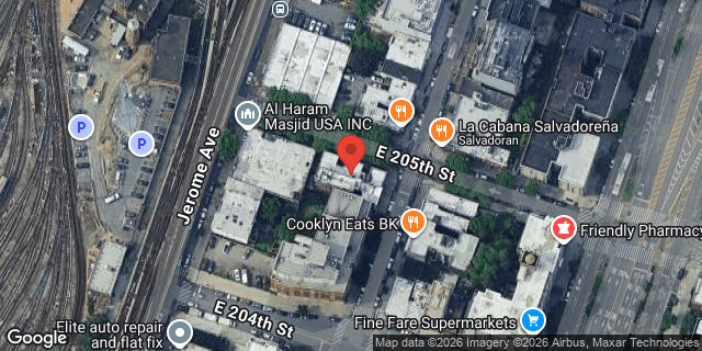 Aerial map of 16 EAST 205 STREET, Bronx