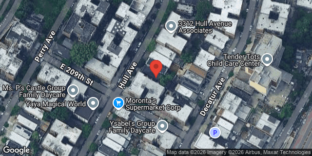 Aerial map of 3302 HULL AVENUE, Bronx
