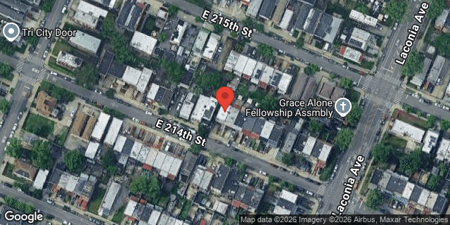 Aerial map of 1037 EAST 214 STREET, Bronx