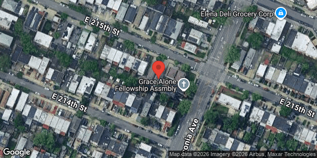 Aerial map of 1052 EAST 215 STREET, Bronx