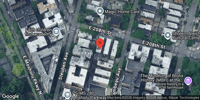 Aerial map of 106 EAST 208 STREET, Bronx