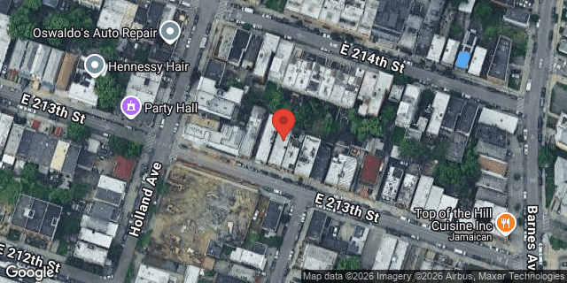 Aerial map of 743 EAST 213 STREET, Bronx