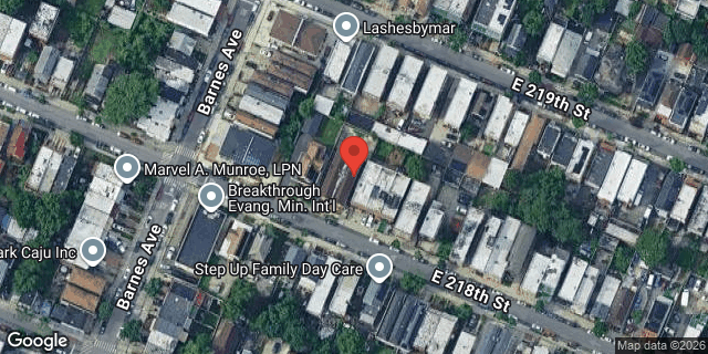 Aerial map of 819 EAST 218 STREET, Bronx