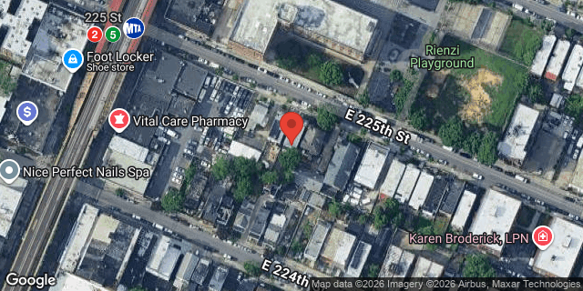 Aerial map of 728 EAST 225 STREET, Bronx
